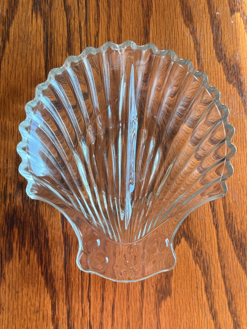 🐚Vintage Clear Glass Divided Sea Shell Decorative Catch All Dish